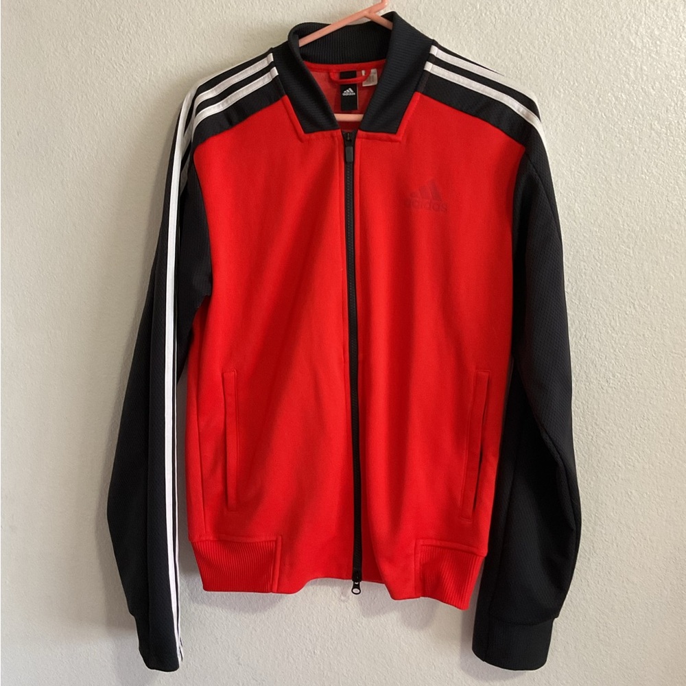 Adidas Mens Red and Black Track Jacket